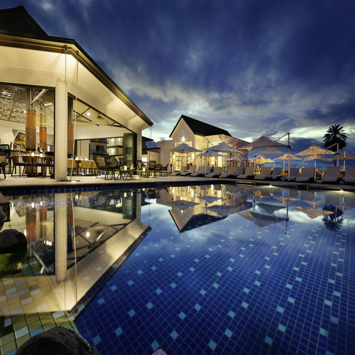 Private pool surrounded by tropical garden